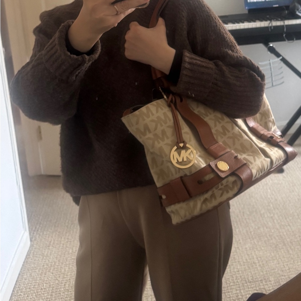Michael Kors Tan and Brown Logo Tote